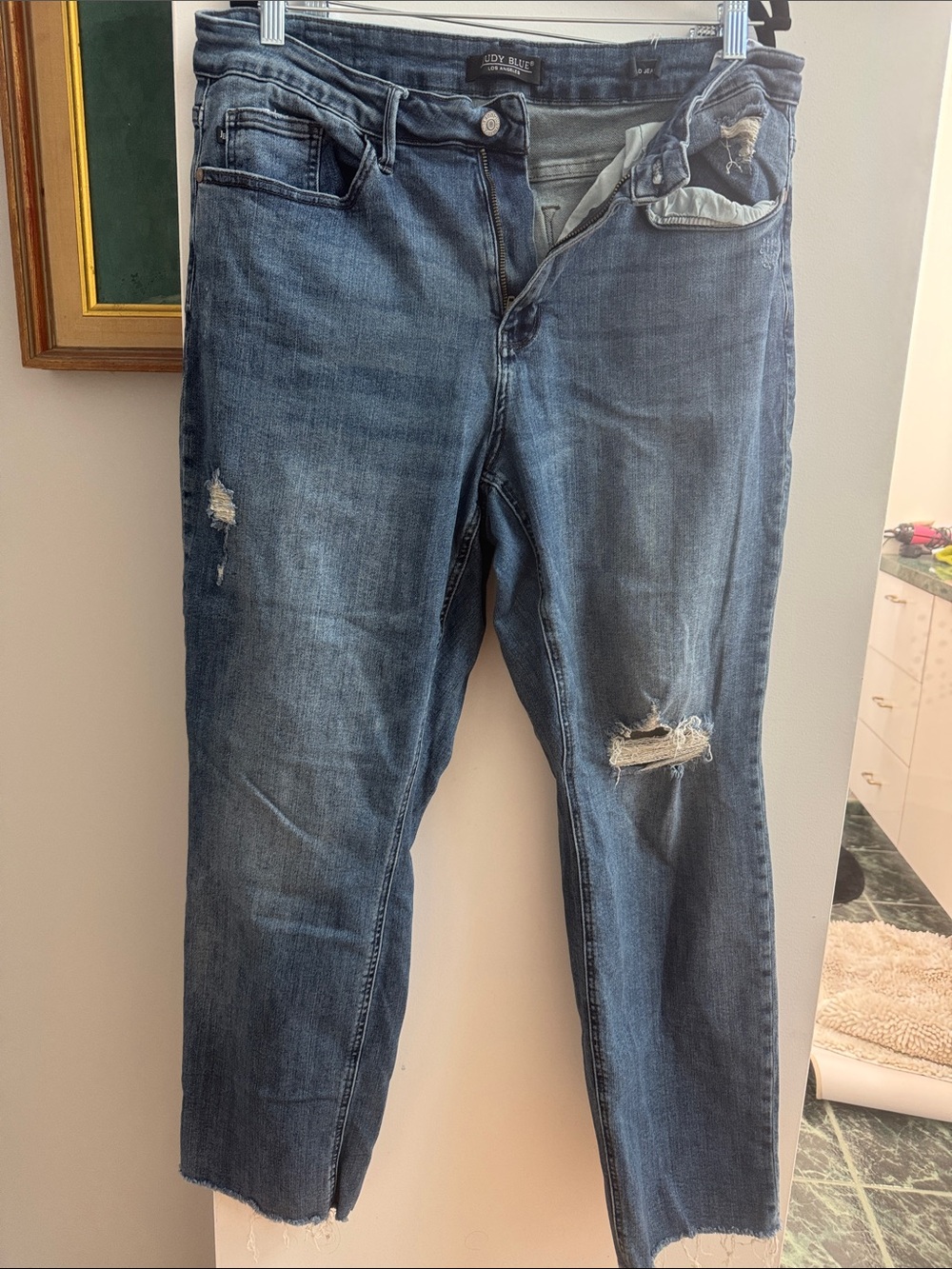 Judy Blue 18W “Dad Jeans” with light distressing on legs and hems